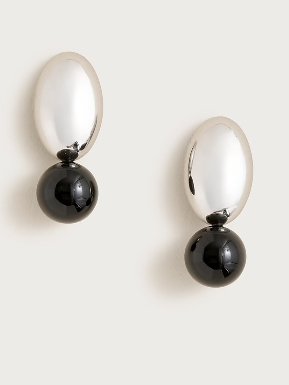 J. Crew Black pearl and metallic disc earrings -